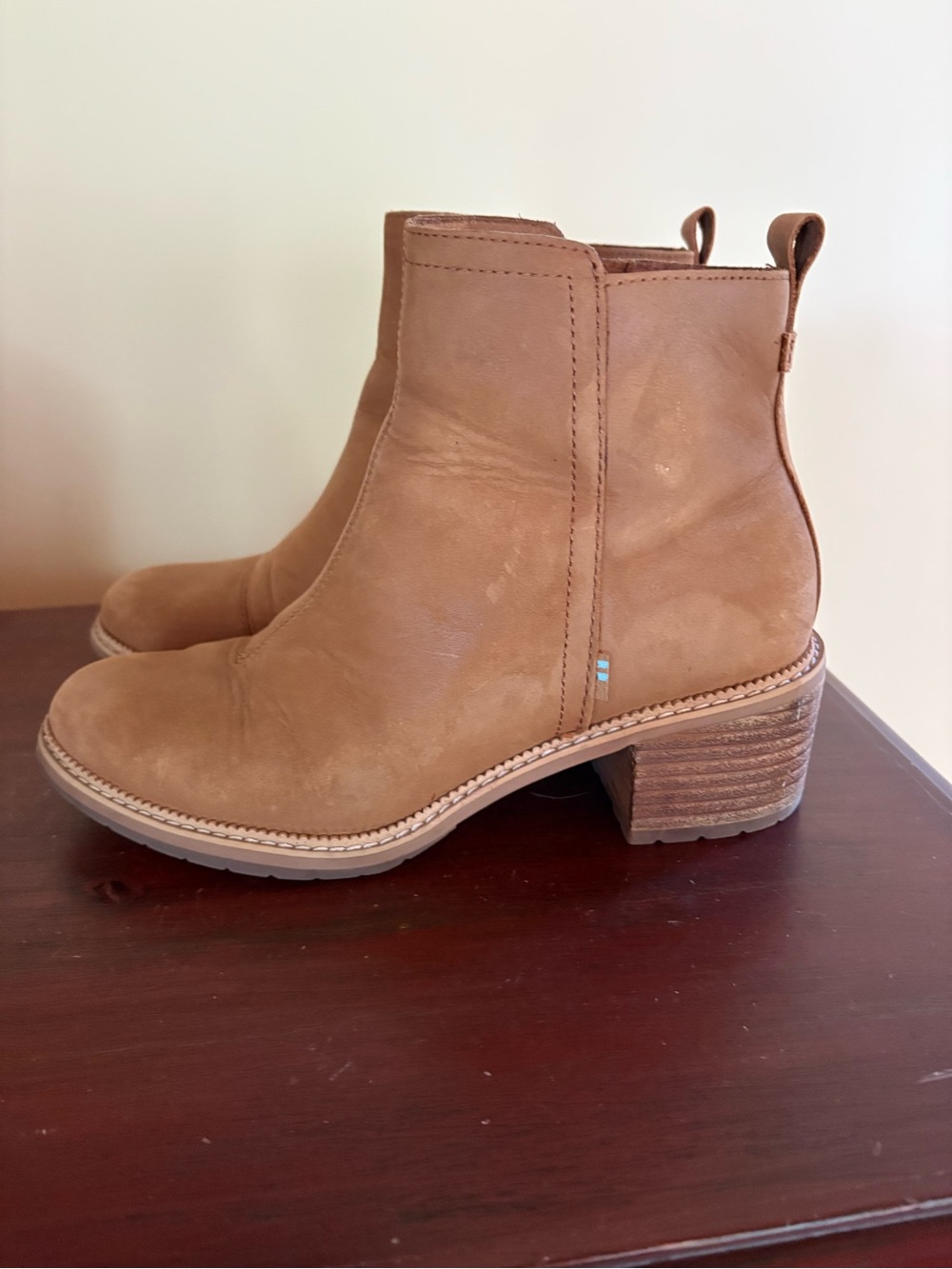 Toms Leather Ankle Boots Tan 7.5